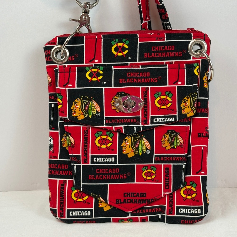Chicago Blackhawks NHL Crossbody Bag Handmade Red Black Hockey Fan Purse
